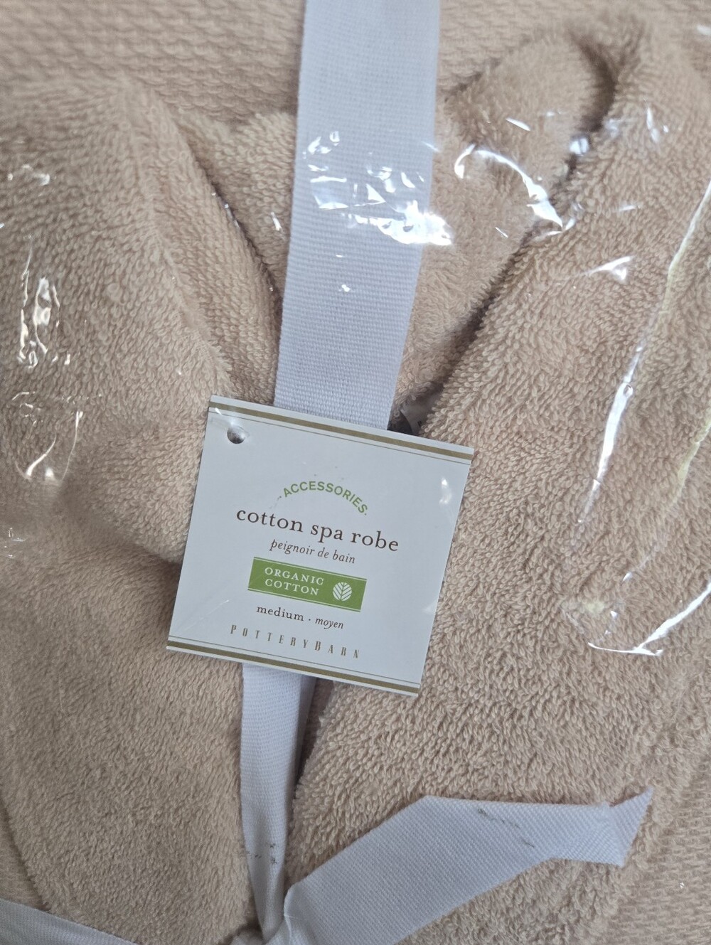 Pottery Barn Cotton Waffle knit Spa Robe Medium- color Soft Rose DISCONTINUED - Picture 2 of 5